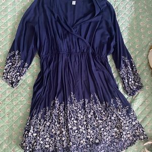 Old Navy XL Navy Floral Wrap Dress LONGSLEEVE